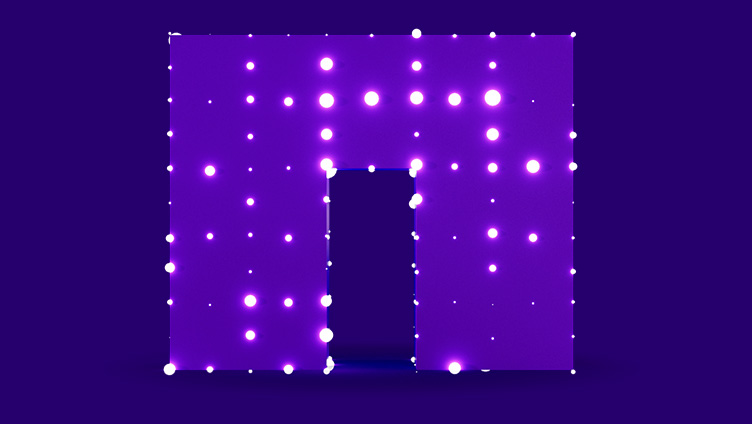 NetApp Logo mit Lichtern auf dem Buchstaben N
