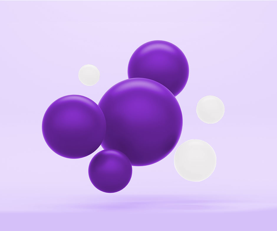 violette und weiße Kugeln