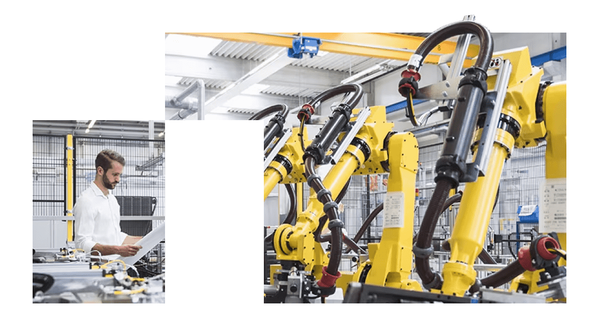 máquina de brazo robótico y máquina de integración de personas