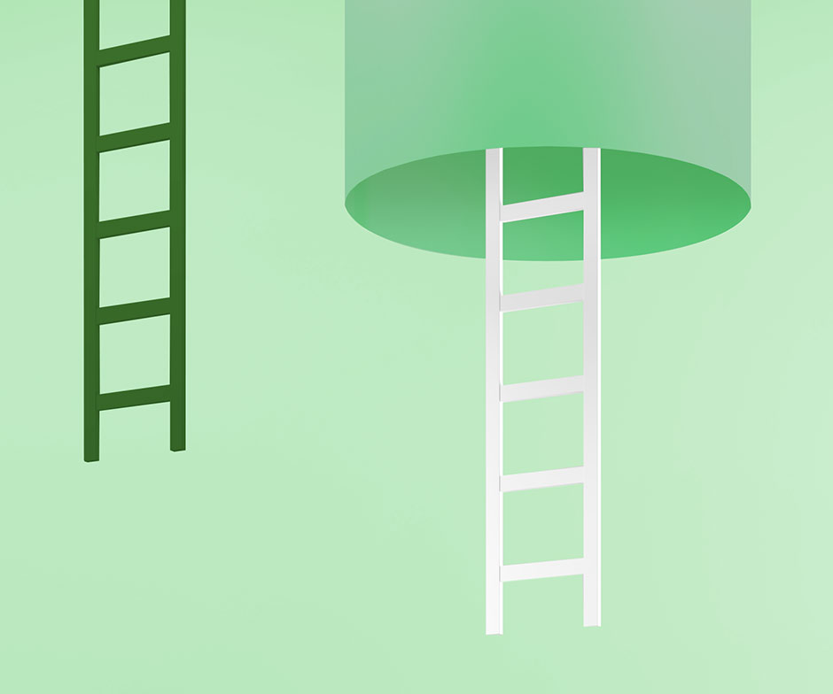cylindre vert avec des échelles blanches et vertes sur fond vert