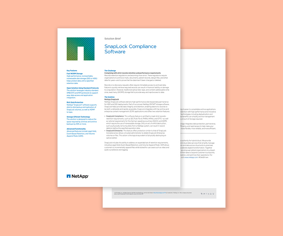 document de 2 pages de la solution de conformité SnapLock