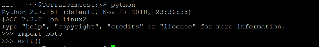 Import boto to Python using the following commands