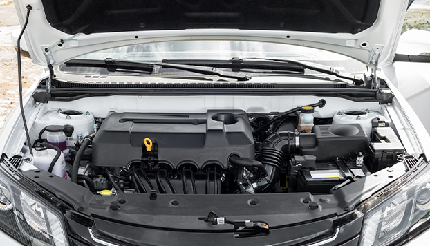 under hood of car