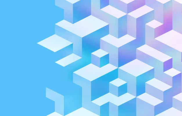 Cube shapes behind a blue and purple background