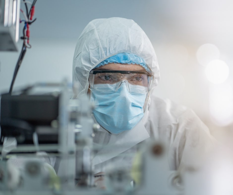 lab worker in protective equipment