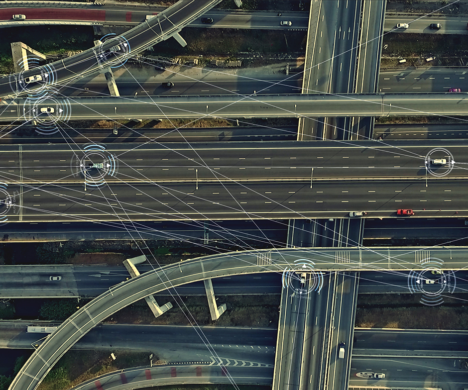 freeways in bird view