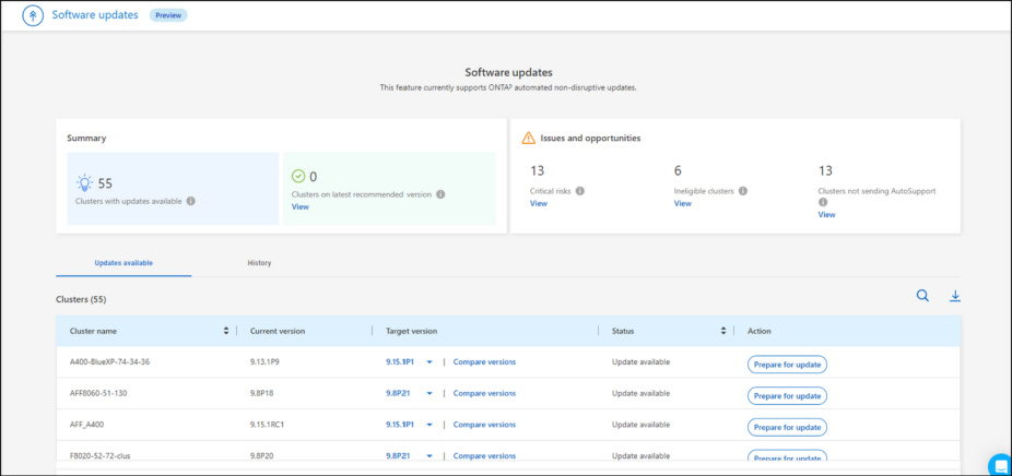 BlueXP software updates