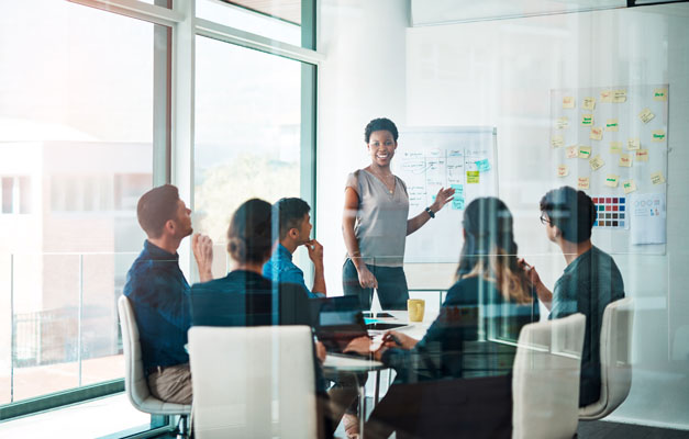 people working in meeting room