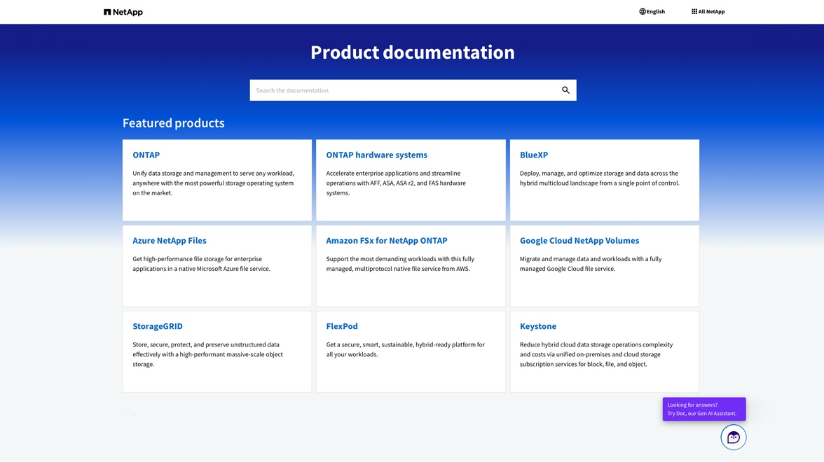 Product Documentation page