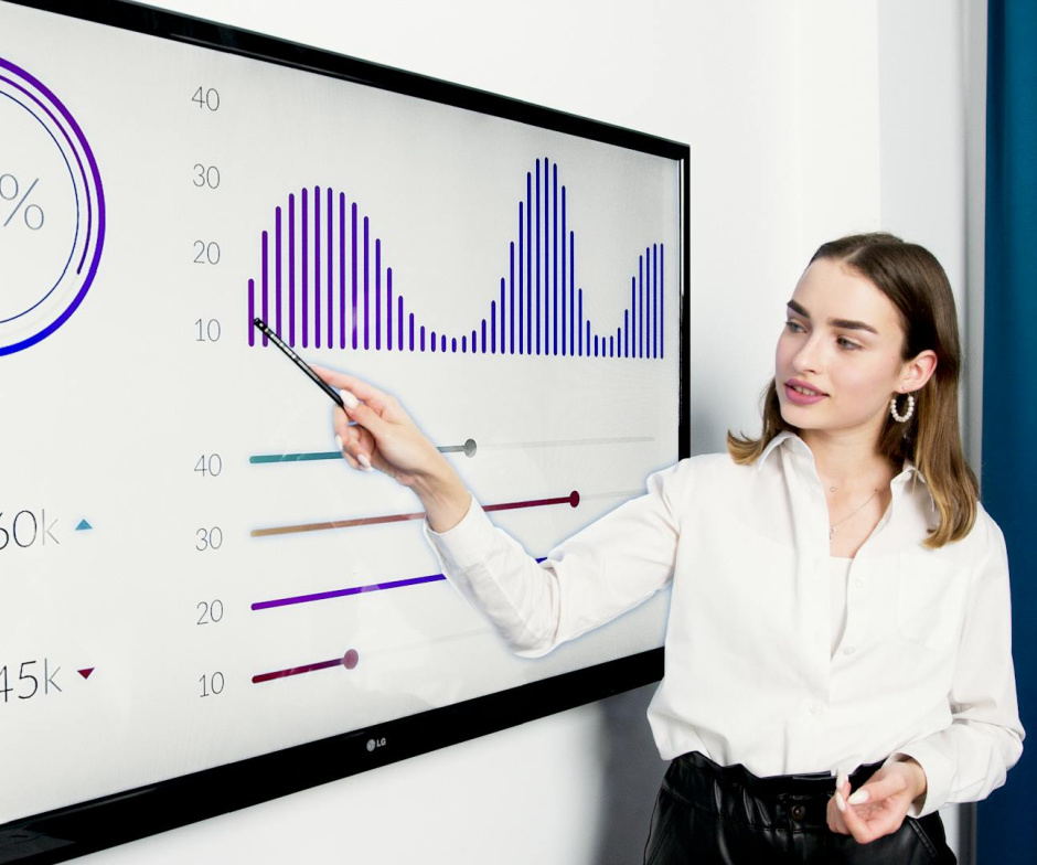 woman analyzing data
