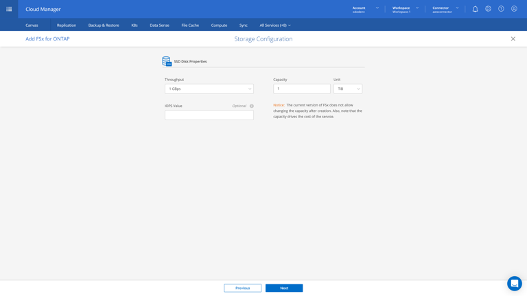 staging.cloudmanager.netapp.com add-working-environment choose-type (AOC) 11