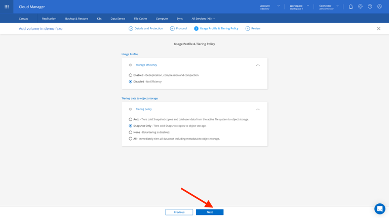 staging.cloudmanager.netapp.com working-environments view=clouds (AOC) 18