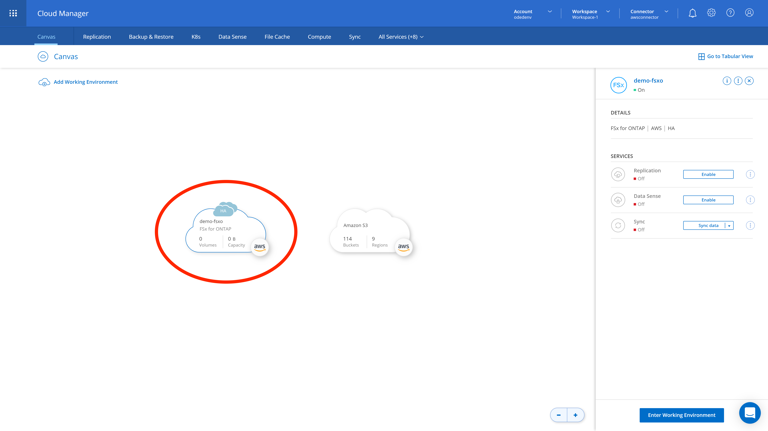 staging.cloudmanager.netapp.com working-environments view=clouds (AOC) 2