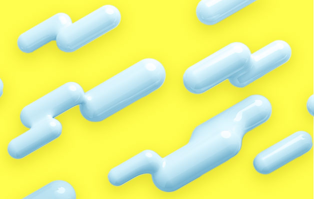 Silver abstract shapes on a yellow background 