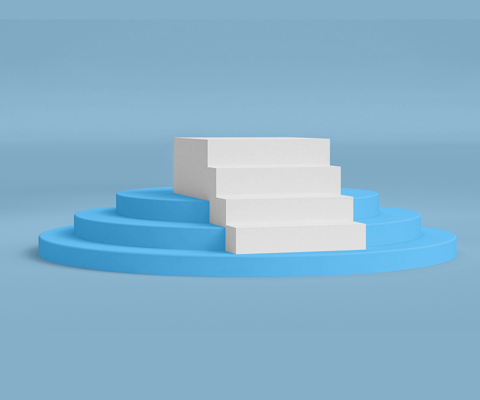 white and blue stairs