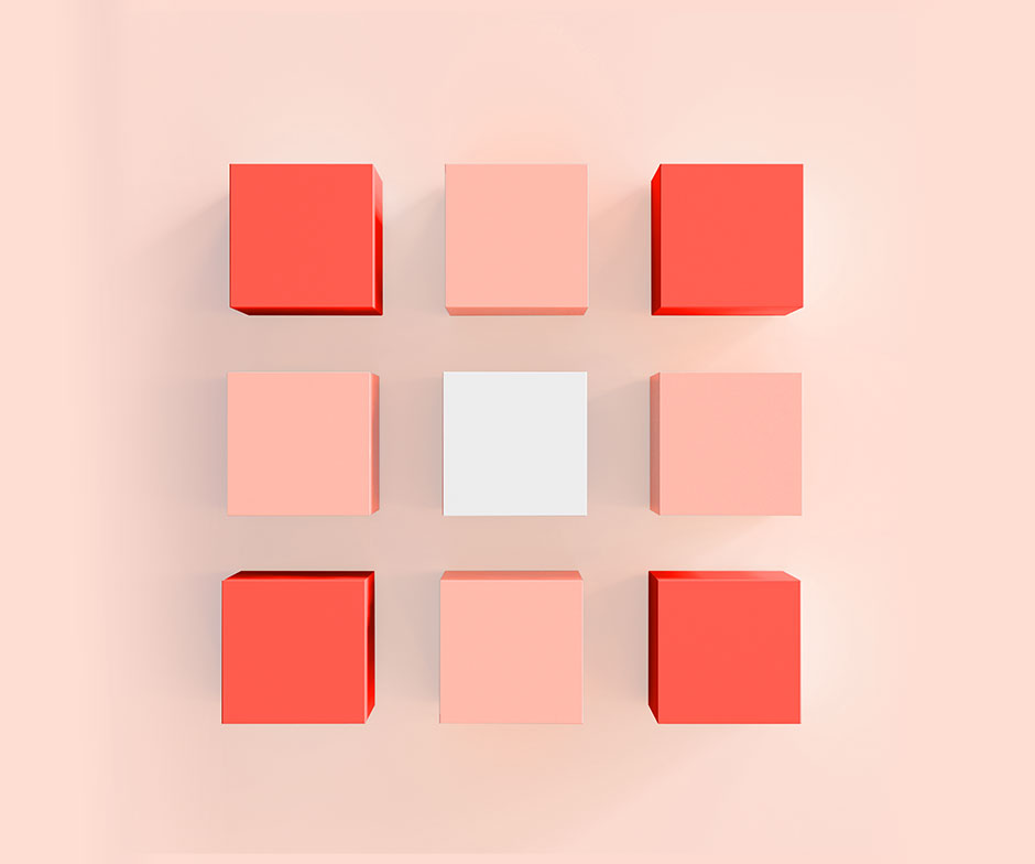 pink red and white cubes