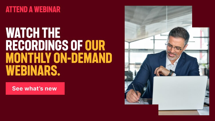 Participe de um webinar: assista às gravações de nossos webinars mensais sob demanda. Veja o que há de novo